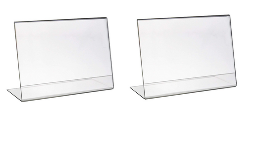 A5 Acrylic Sign Holder Horizontal, Landscape L Shape Double Sided Clear Frames, Plastic Paper Flyer Display Holder, Document Menu Table Stand for Office, Store Landscape Pack of 2