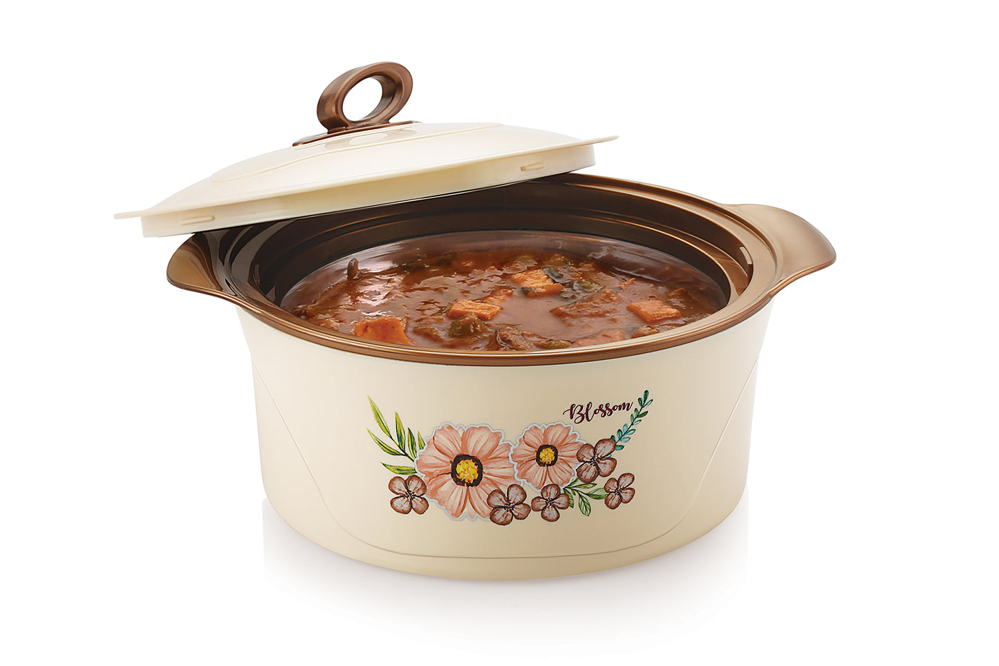 Rolon Seasons 2400 Casserole| Ergonomical design| Food Grade Plastic| Extra Deep Steel inside| 1400 ml| 4 colours - Orange, Oyster brown  & Dark Grey