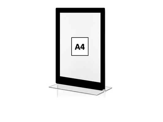 Acrylic A4 Size T Shape Display Stand With Border Paper Stand ,Card Holder Stand Pack of 1