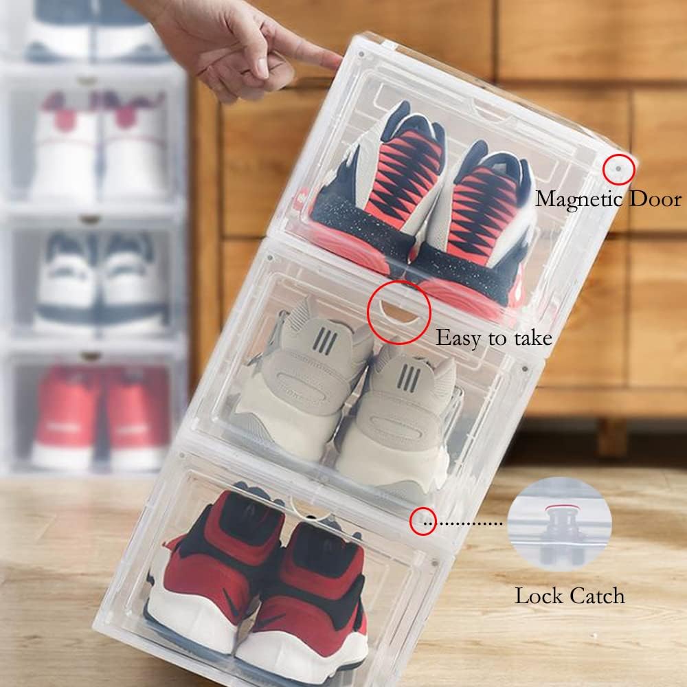 Porpoise Shoe Storage Box Drop Front Shoe Box with Clear Door Shoe Organizer 1 Piece